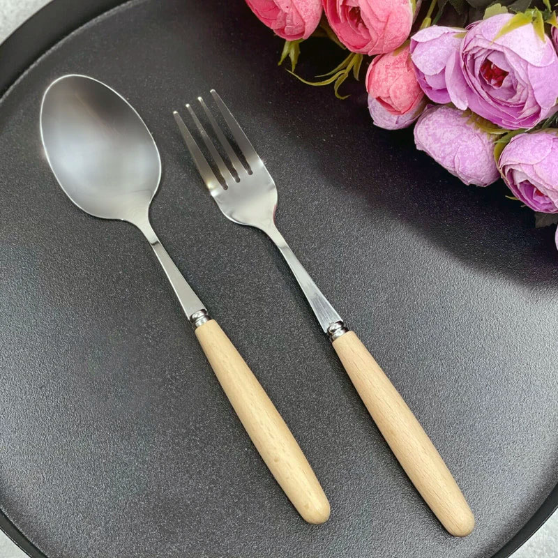 سرویس قاشق و چنگال 12 پارچه مدل چوب و استیل